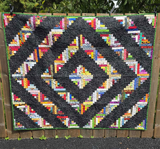 "Log Cabin" Comfy Throw Quilt With Lots of Colour - TR15