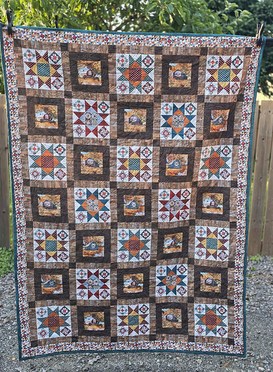 "The Barn" Classic Rustic Throw Quilt With a Country Vibe - TR18