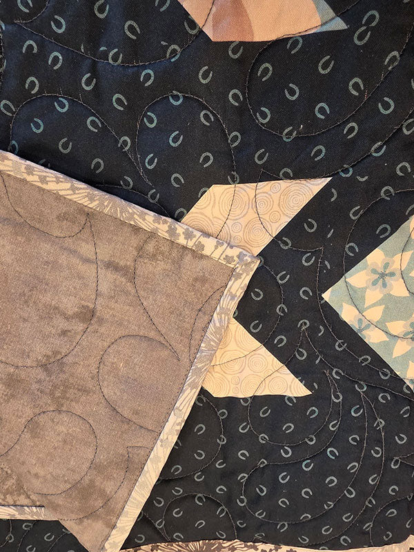 "Full Moon (dark)" Throw Quilt In Neutral Blue - TR22