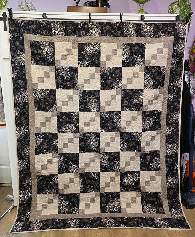 "Beige Steps" Full or Double Step Quilt - TR30