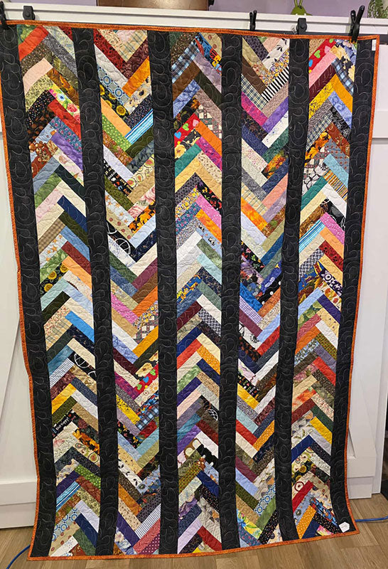 "Scrappy Braid" Eclectic Twin Quilt For A Bohemian Space - TR33