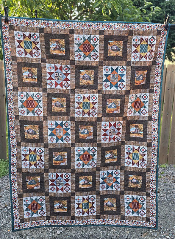 "The Barn" Classic Rustic Throw Quilt With a Country Vibe - TR18