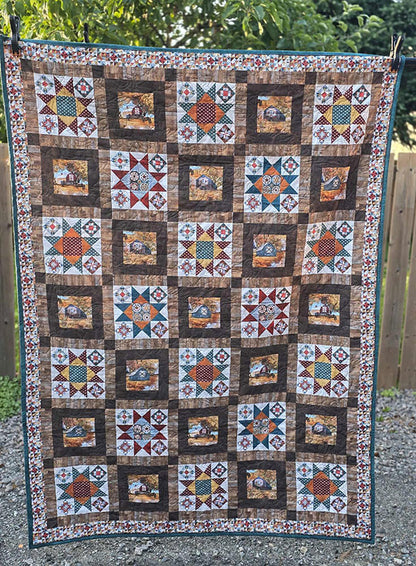 "The Barn" Classic Rustic Throw Quilt With a Country Vibe - TR18