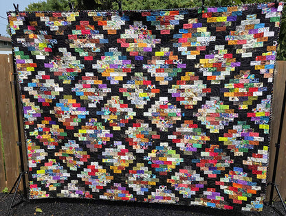 "Black Brick Road" Twin Size Multicoloured Mosaic Quilt - TR1