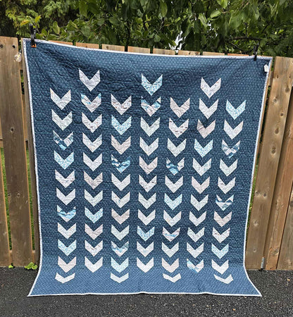 "Full Moon (dark)" Throw Quilt In Neutral Blue - TR22