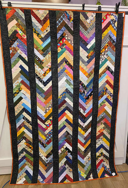 "Scrappy Braid" Eclectic Twin Quilt For A Bohemian Space - TR33