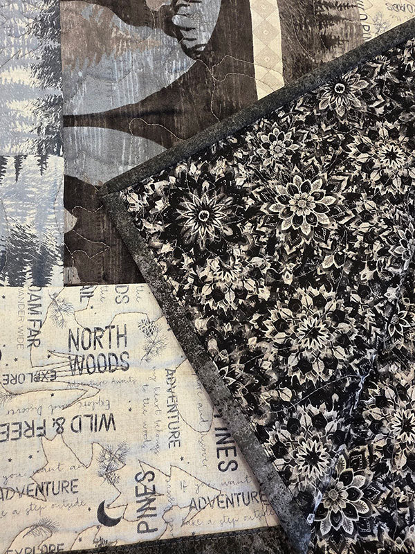 "Lodge": Rustic Wildlife and Lake Themed Throw Quilt For The Cottage - TR9